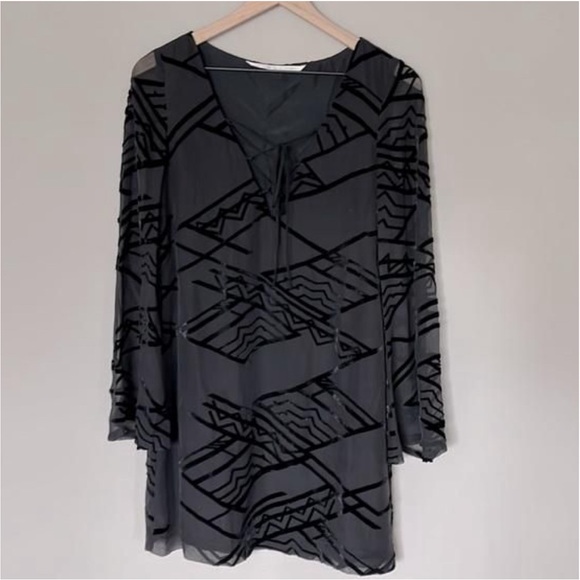 REVOLVE Lace-up Velvet Sheer Shift Dress | LBD - Picture 2 of 7